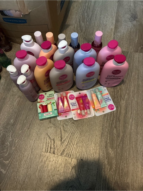 eos Other - eos Assorted Pink, Purple & Peach Body Lotions with Lip Balms Set
